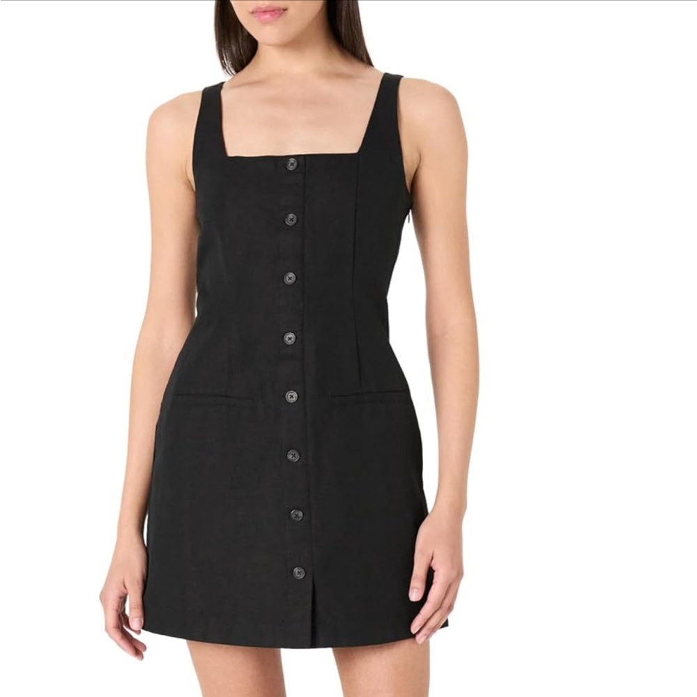 Black Button-Front Mini Dress